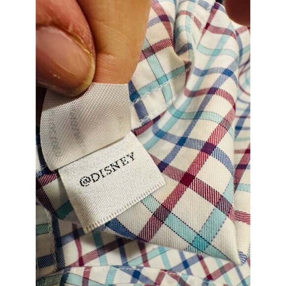 Peter Millar Disney Collection Mens L L/S Button-Down Plaid Shirt Red/White/Blue - Picture 7 of 8